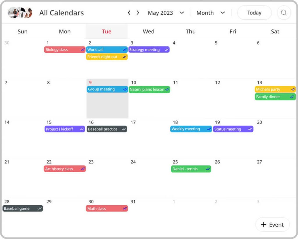 GroupCal - color coding of calendars