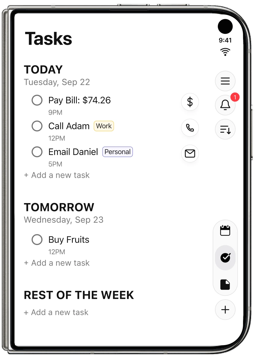 24me’s task list on the closed iPhone Duo.